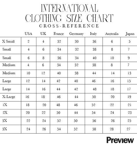 beyond clothing size chart.